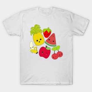 Kawaii Fruit Characters T-Shirt